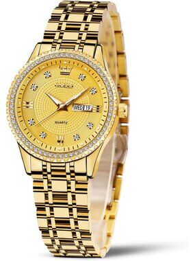 Women's Gold Analog Quartz Stainless Steel Waterproof Outfit Luxury Wrist Watch